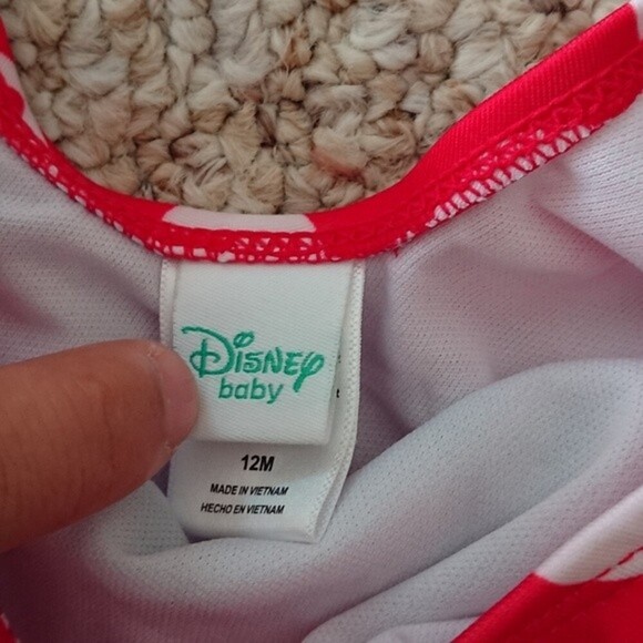 Disney Baby Minnie Mouse One-piece Swimsuit Size 12M Red/White Polka Dot Tutu - Picture 6 of 8